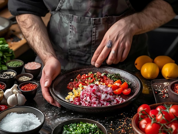 Kucharz przygotowujący danie